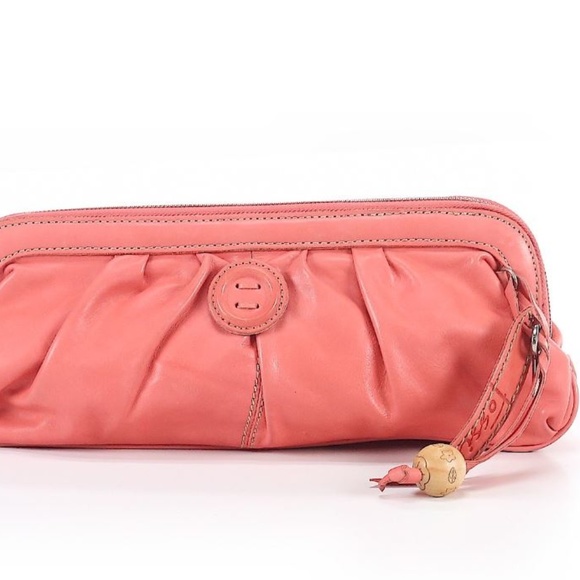 Coral Leather Fossil Clutch - Picture 1 of 2
